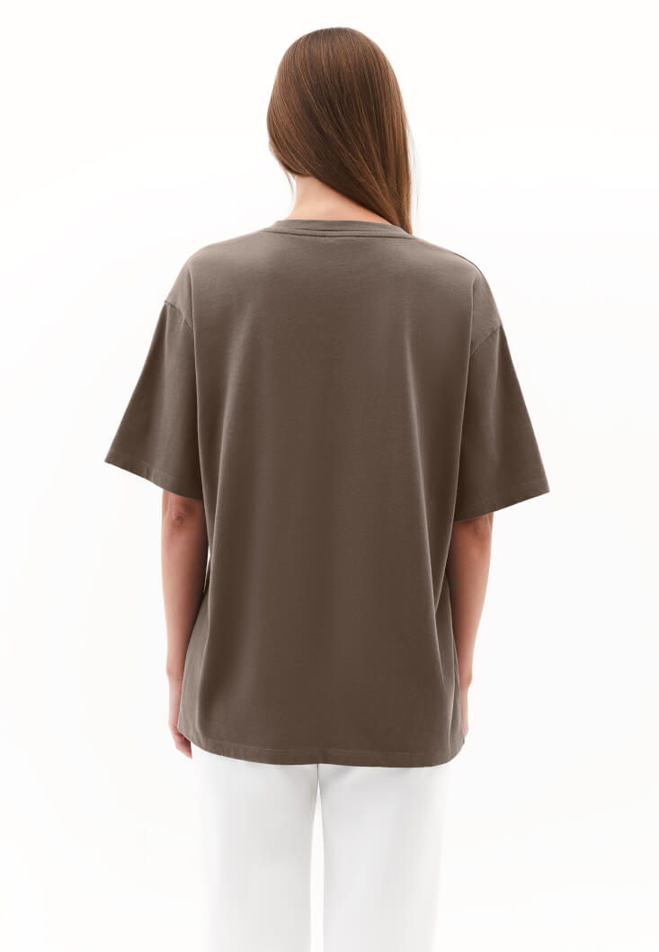Women Brown Cotton Oversized T-Shirt