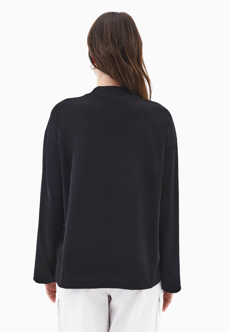 Women Black Cotton Oversize T-Shirt