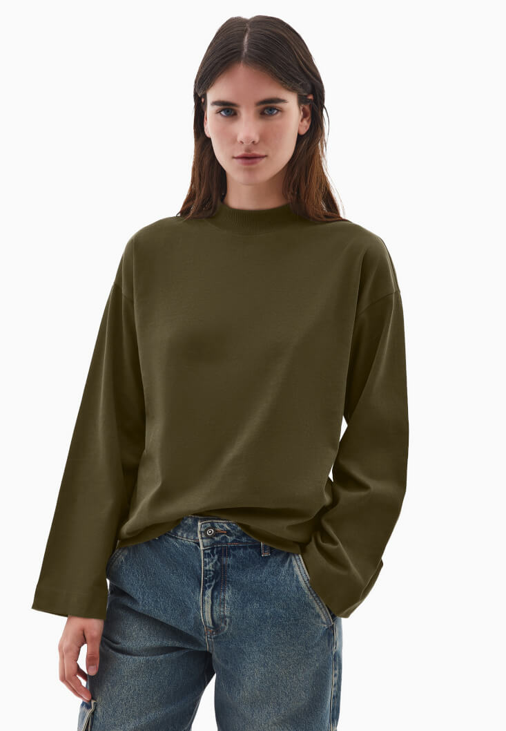 Women Green Cotton Oversize T-Shirt