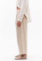 Women Beige High Waist Baggy Fit Trousers