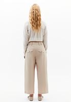 Women Beige High Waist Baggy Fit Trousers