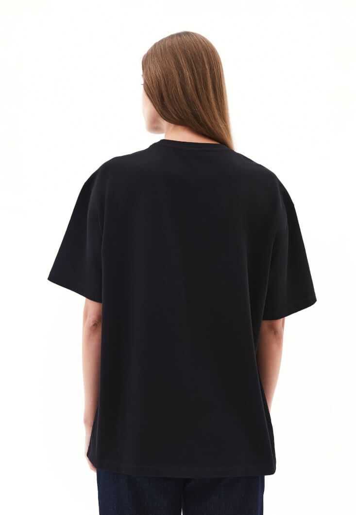 Women Black Oversized Crew Neck T-Shirt