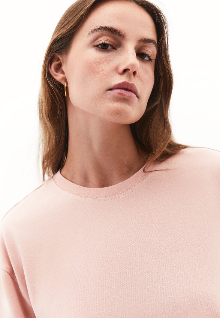 Women Pink Oversized Crew Neck T-Shirt