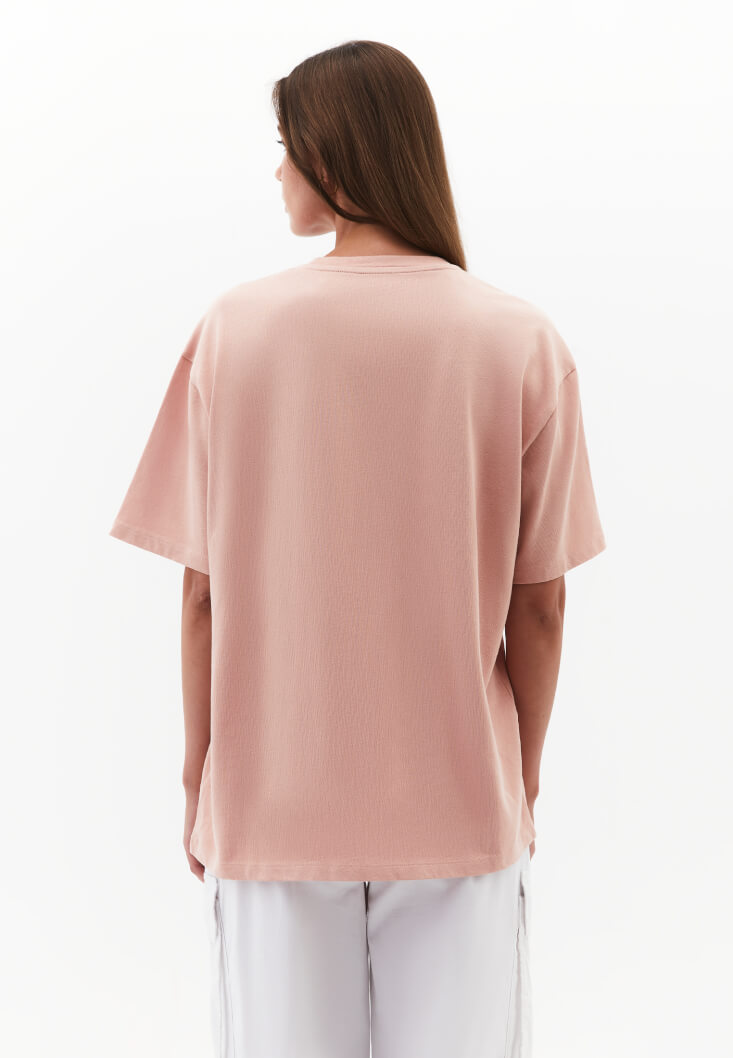 Women Pink Oversized Crew Neck T-Shirt