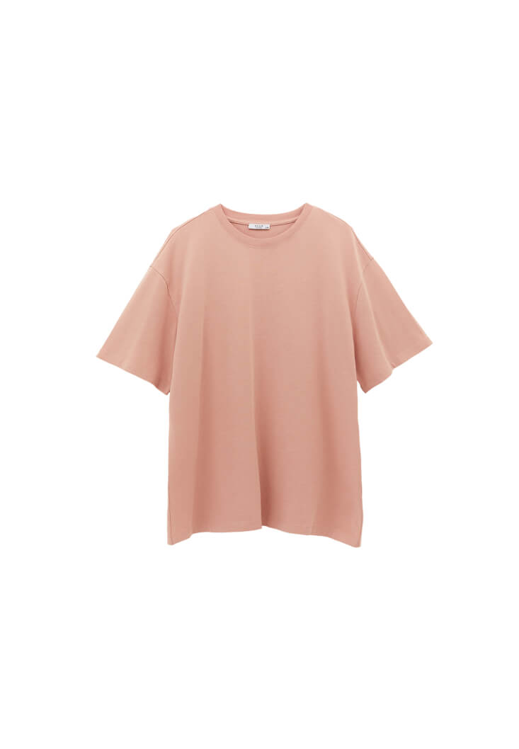 Women Pink Oversized Crew Neck T-Shirt