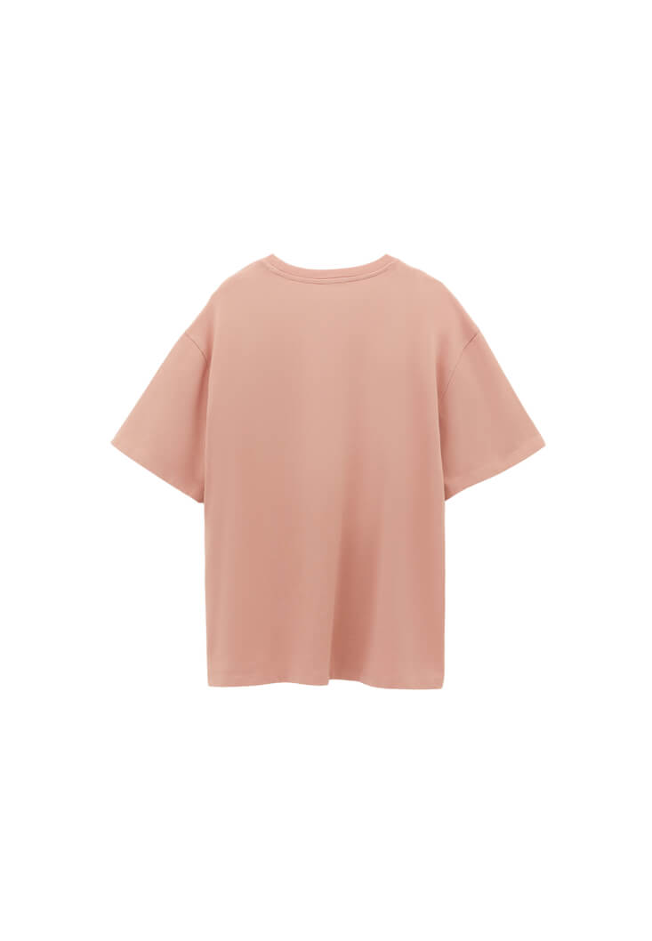 Women Pink Oversized Crew Neck T-Shirt