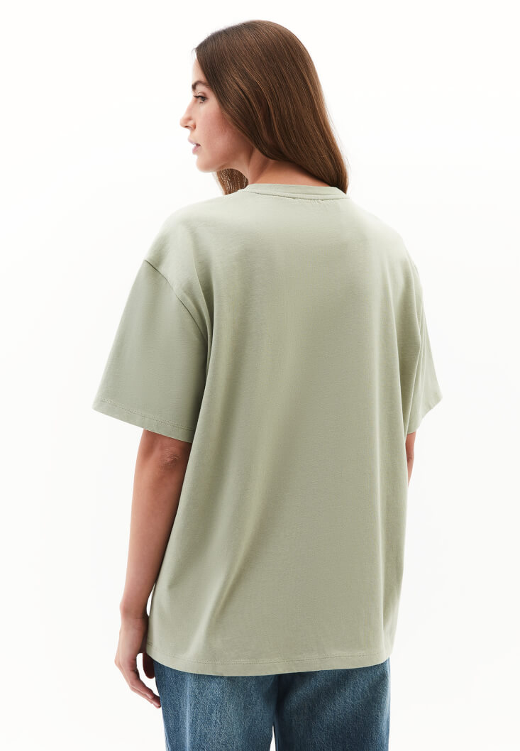 Women Green Oversized Crew Neck T-Shirt