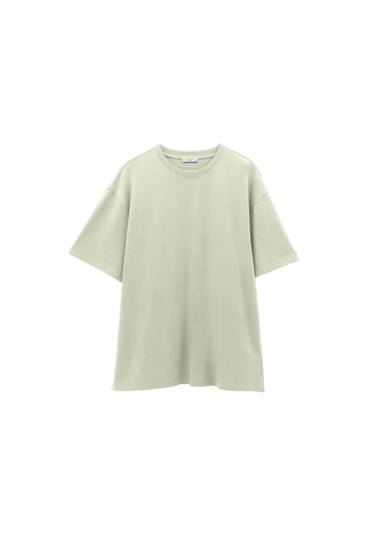 Women Green Oversized Crew Neck T-Shirt