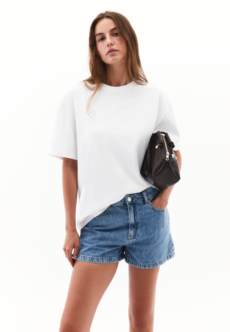 Women White Oversized Crew Neck T-Shirt