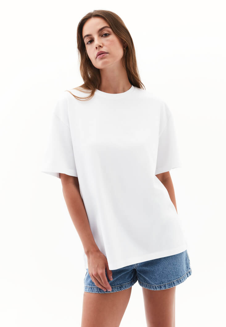 Women White Oversized Crew Neck T-Shirt