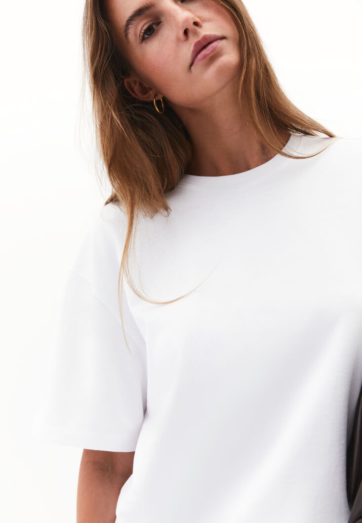 Women White Oversized Crew Neck T-Shirt
