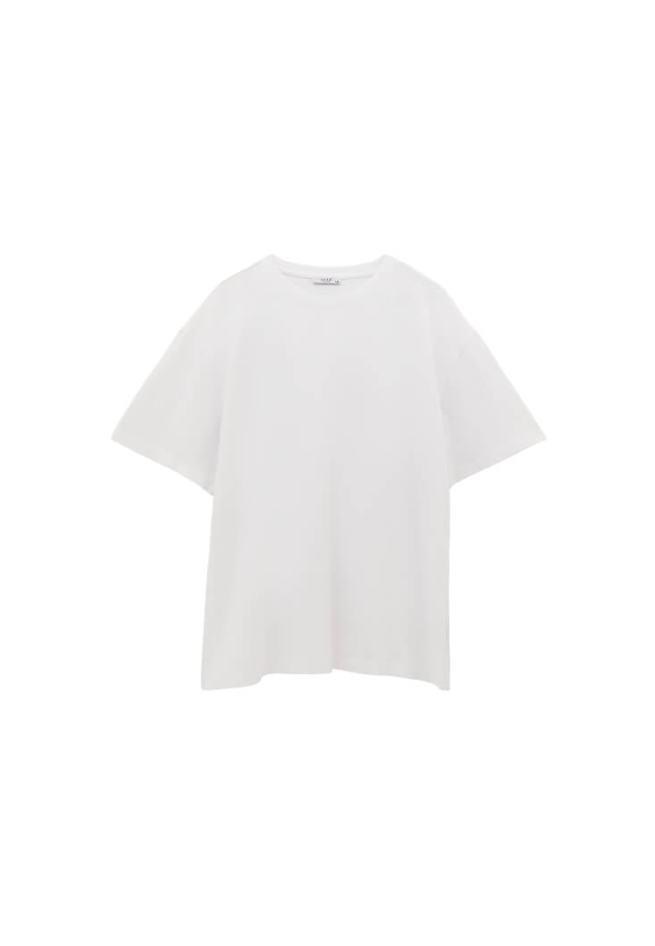 Women White Oversized Crew Neck T-Shirt