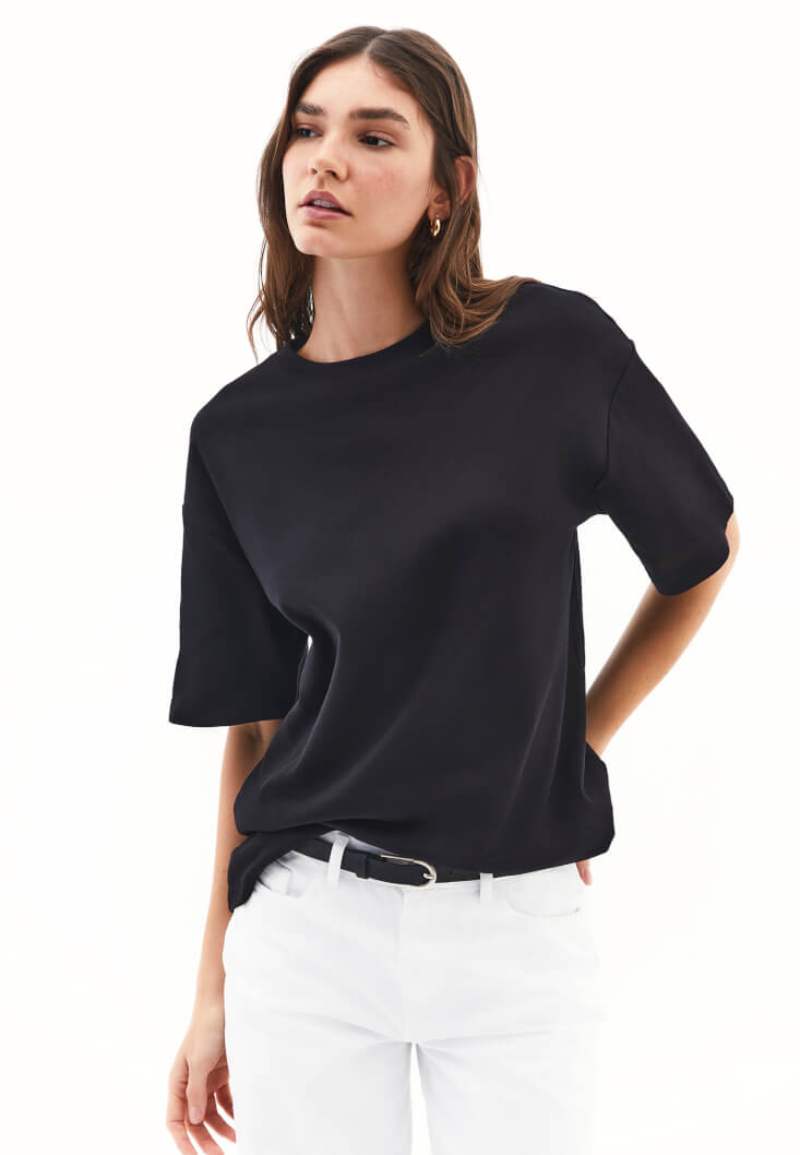 Women Black Cotton Oversized T-Shirt
