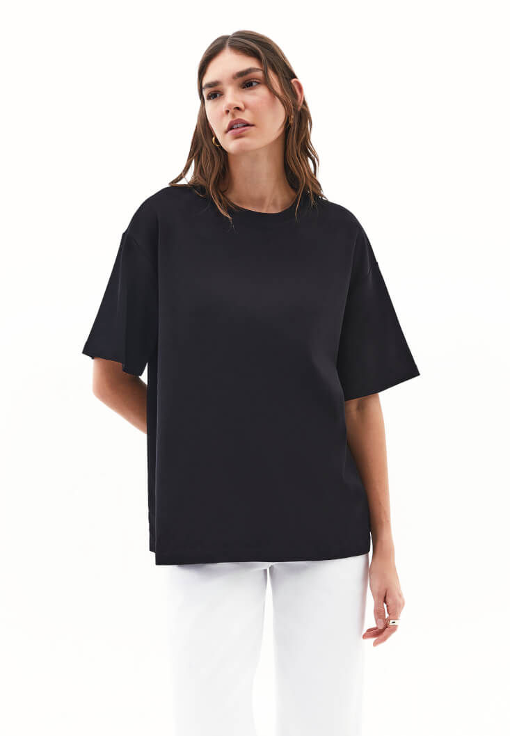 Women Black Cotton Oversized T-Shirt