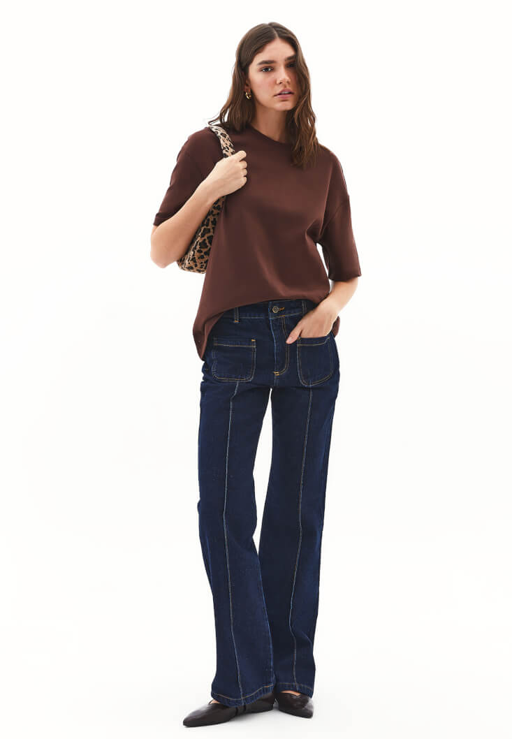 Women Brown Cotton Oversized T-Shirt