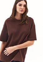 Bayan Kahverengi Pamuklu Oversize Tişört