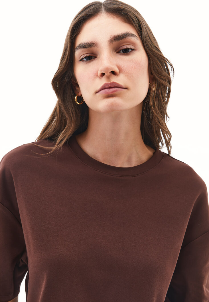 Women Brown Cotton Oversized T-Shirt