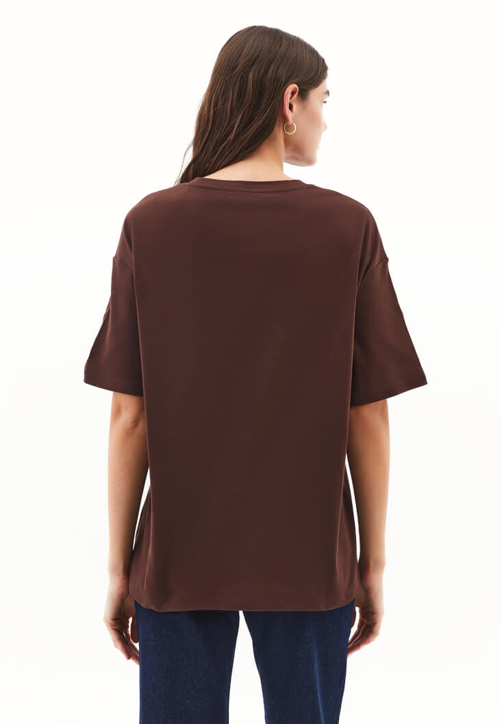Women Brown Cotton Oversized T-Shirt