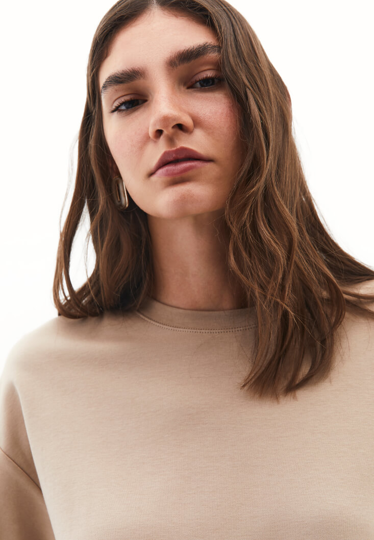 Women Beige Cotton Oversized T-Shirt