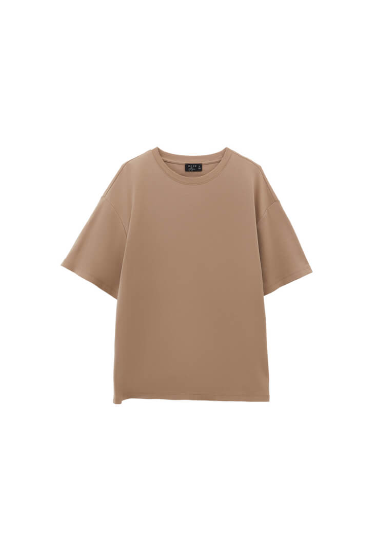 Women Beige Cotton Oversized T-Shirt