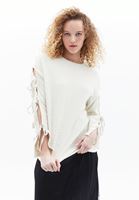 Bayan Krem Bağlama Detaylı Sweatshirt