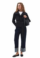 Women Black Belted Oversized Trenchcoat