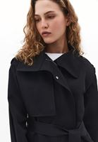 Women Black Belted Oversized Trenchcoat