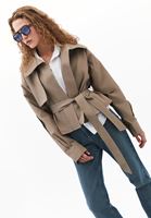 Women Sand Beige Belted Oversized Trenchcoat
