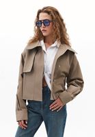 Women Sand Beige Belted Oversized Trenchcoat