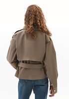 Women Sand Beige Belted Oversized Trenchcoat