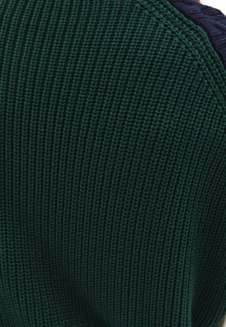Women Mixed Pullover with Braid Detail