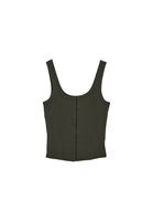 Women Khaki Cotton U-Neck Tank Top