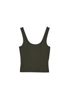 Women Khaki Cotton U-Neck Tank Top