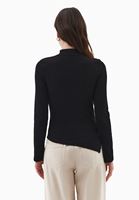 Women Black Cut-Out High Neck T-Shirt