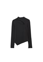 Women Black Cut-Out High Neck T-Shirt