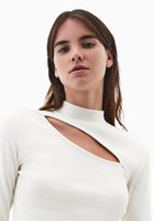 Women Cream Cut-Out High Neck T-Shirt