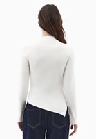 Women Cream Cut-Out High Neck T-Shirt