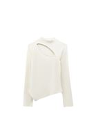 Women Cream Cut-Out High Neck T-Shirt