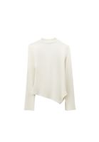 Women Cream Cut-Out High Neck T-Shirt