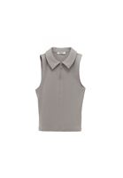 Women Grey Zipper-Detail Tank Top