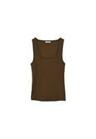 Women Green Cotton Square Neck Tank Top