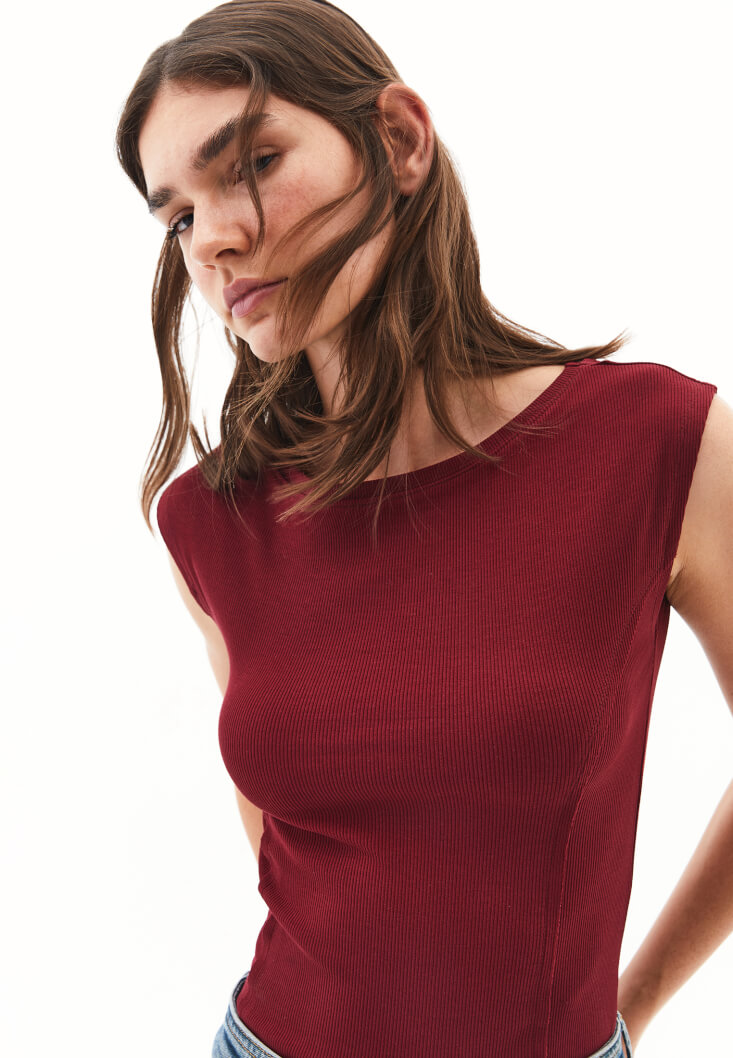 Women Bordeaux Cotton Boat Neck T-Shirt