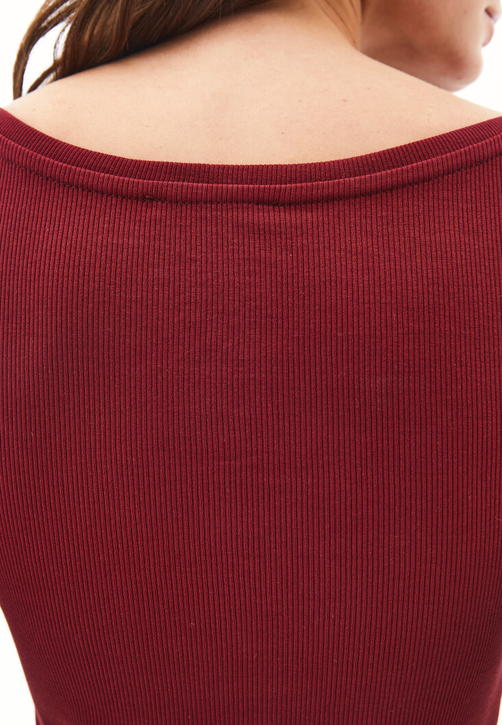 Women Bordeaux Cotton Boat Neck T-Shirt