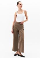 Bayan Bej Ultra Yüksek Bel Wide-Leg Pantolon