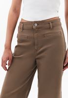 Bayan Bej Ultra Yüksek Bel Wide-Leg Pantolon