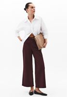 Bayan Bordo Ultra Yüksek Bel Wide-Leg Pantolon