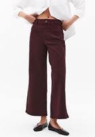 Bayan Bordo Ultra Yüksek Bel Wide-Leg Pantolon