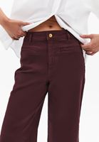 Bayan Bordo Ultra Yüksek Bel Wide-Leg Pantolon