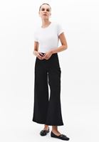 Bayan Siyah Ultra Yüksek Bel Wide-Leg Pantolon