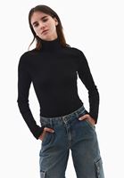 Bayan Siyah Pamuklu Uzun Kollu Roll Neck
